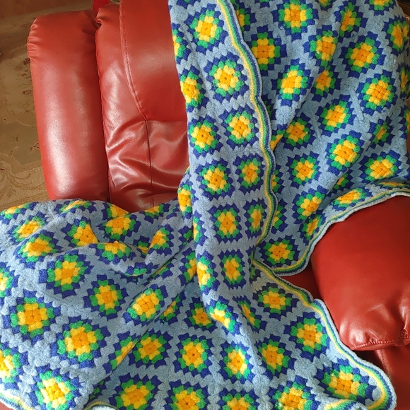 homemade Bedding Heavy Handmade Lap Blanket Crochet Blanket Blues